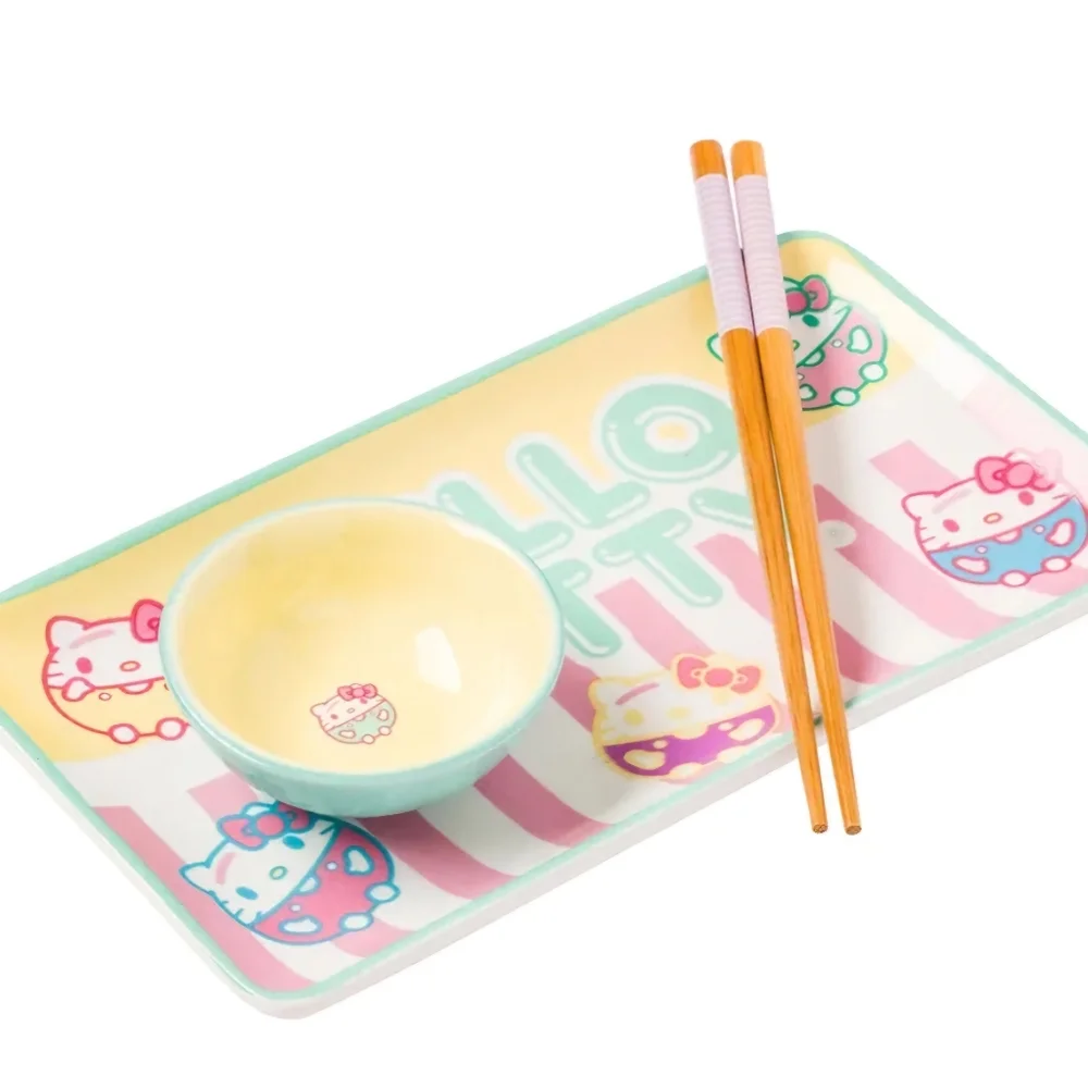Hello Kitty Ceramic Sushi Plate Set NWT